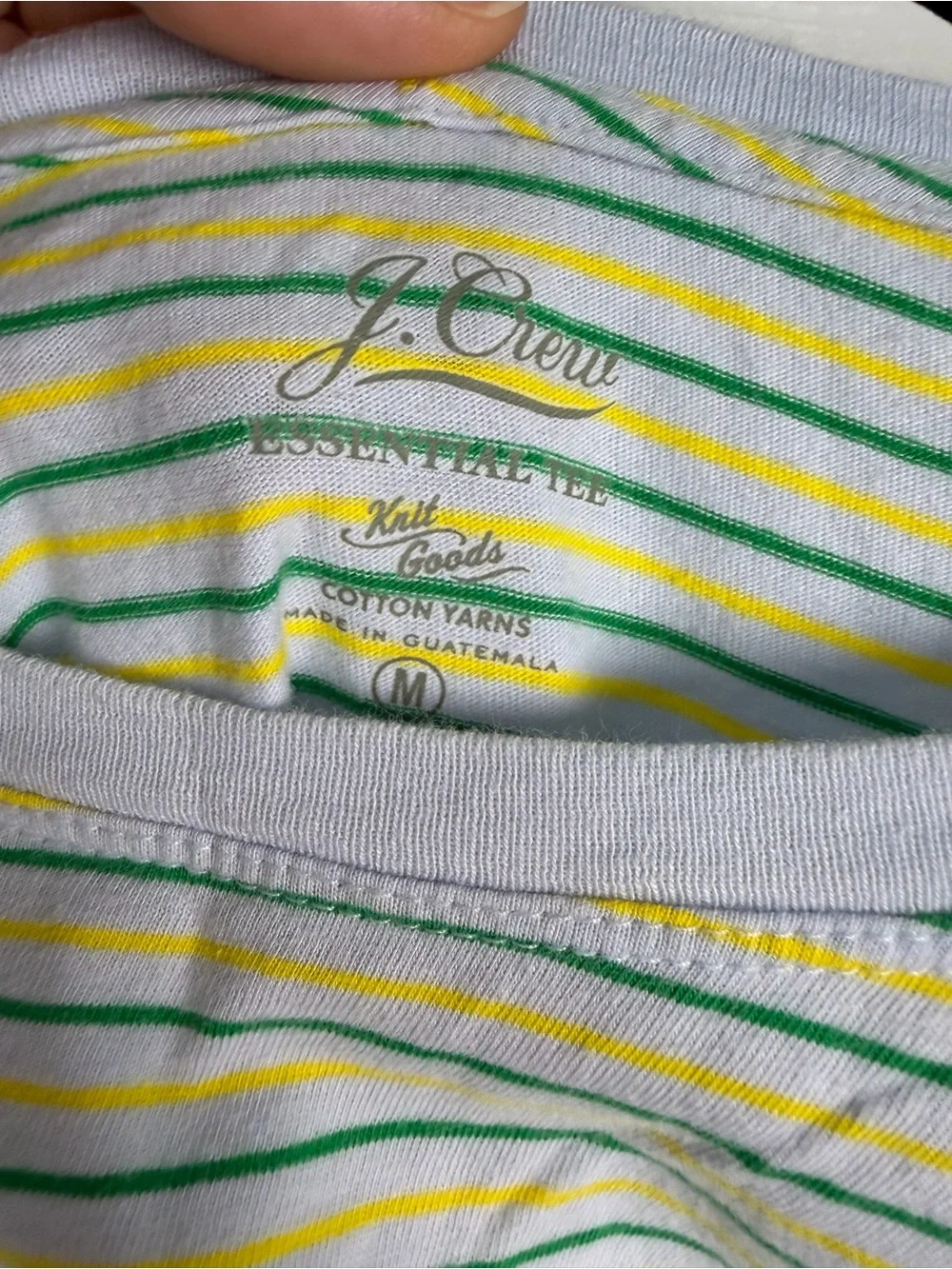 Striped Short Sleeve Blue Tee in Yellow & Green - J Crew